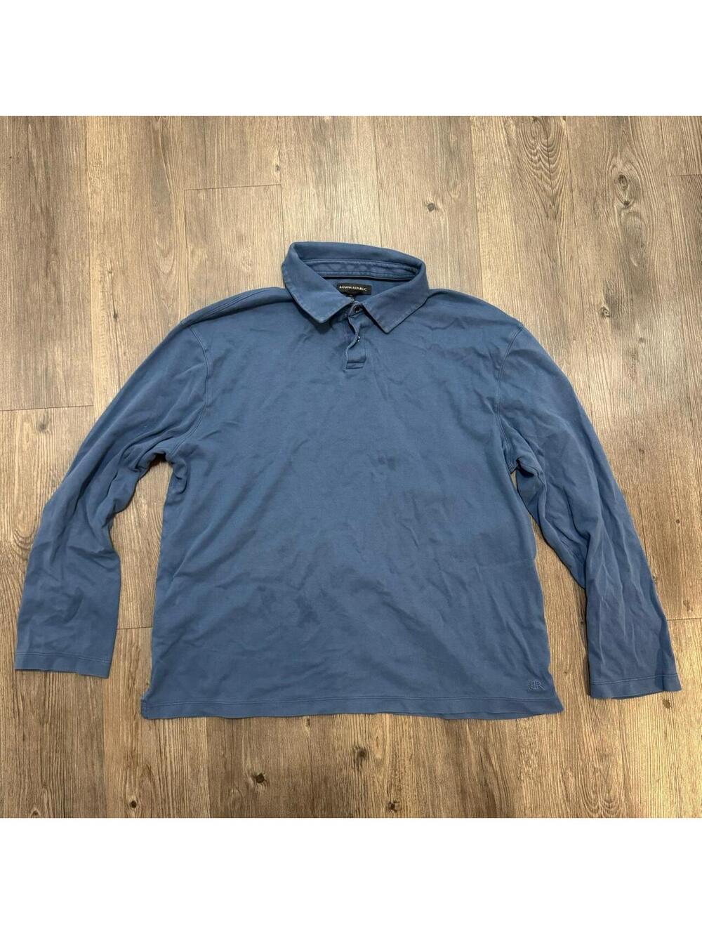 Banana Republic blue long sleeve polo shirt Size XL #preppy #polo